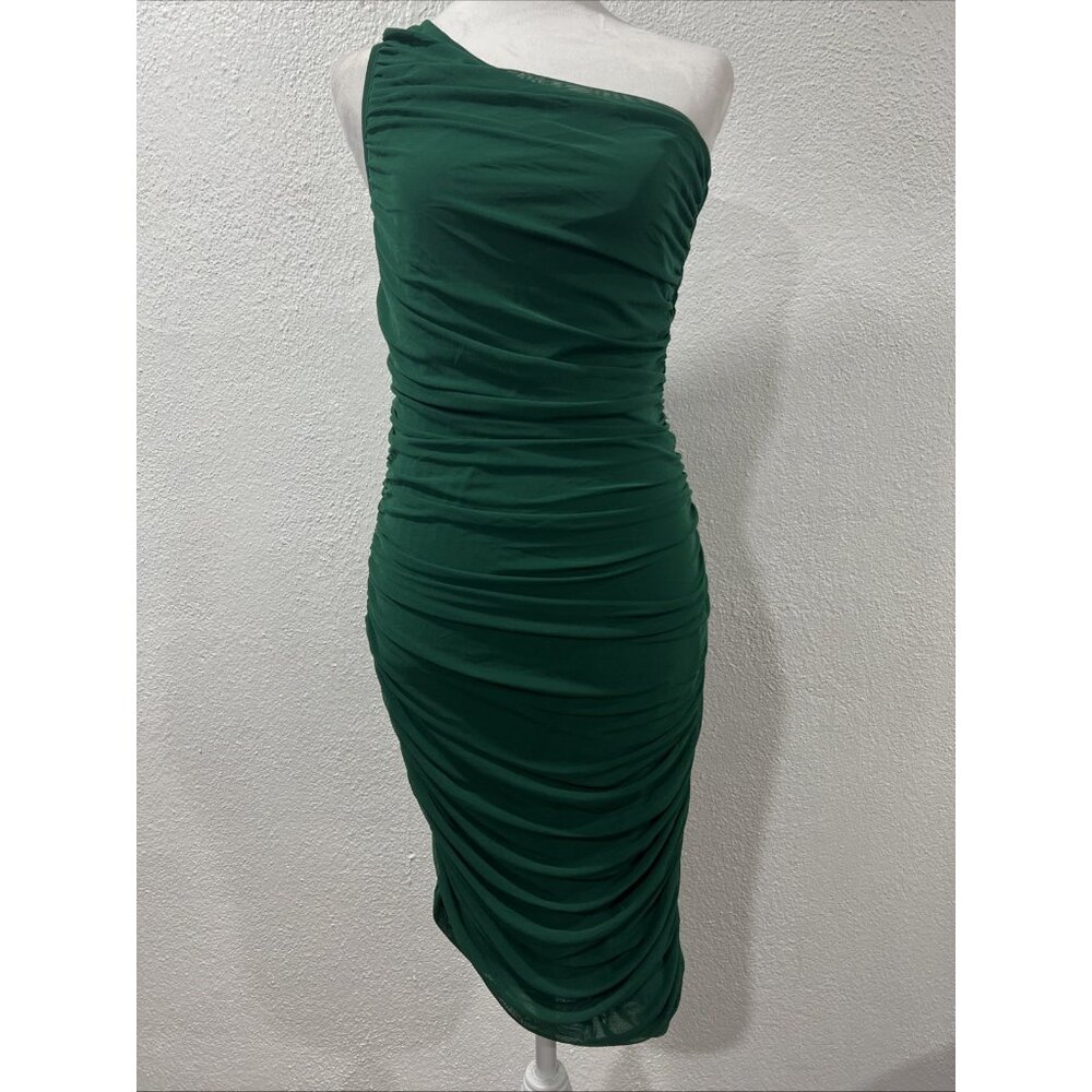PRETTYGARDEN Women's Ruched Bodycon Dress 2024 Summer‎ One Shoulder Sleeveless M